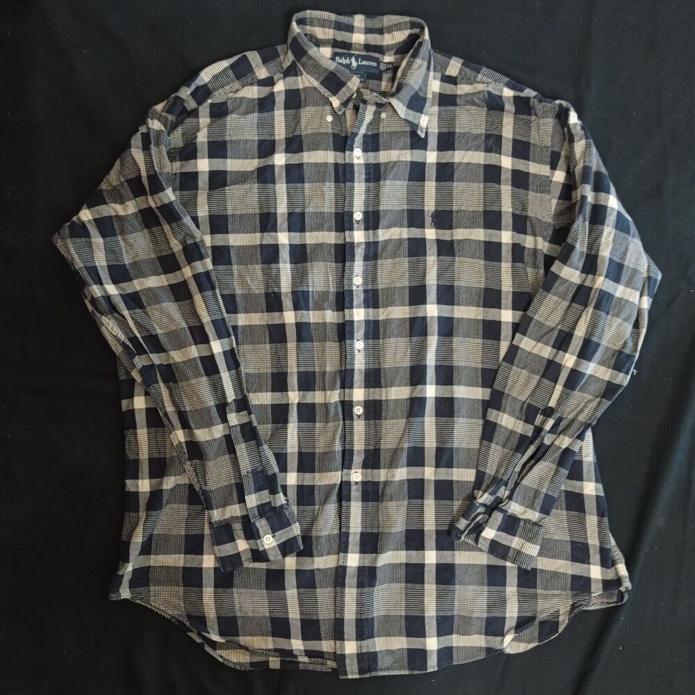 Ralph Lauren  Blaire Long Sleeve Button Down Shirt Men's Size XL Blue Plaid
